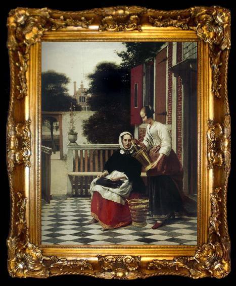 framed  Pieter de Hooch Mirstress and Maid, ta009-2